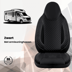 Stoelhoezen voor  Fiat  Doblo caravan | camper | in pasvorm, set van 2 stuks - bestuurder 1 + 1 passagierszijde | Met armleuning hoezen | CBA104 | Zwart